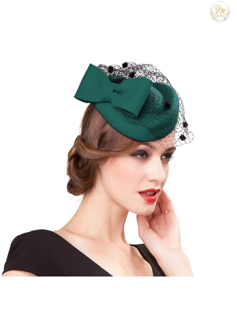 Wool Felt Pillbox Hat Fascinator Beret with Veil Flower Derby Church Wedding